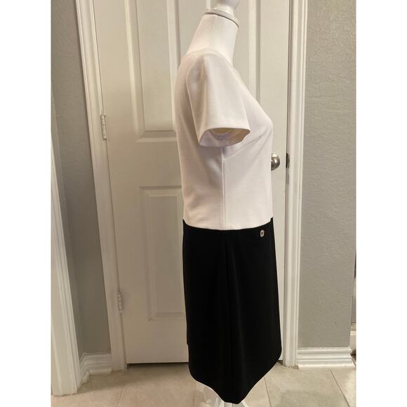 Tommy Hilfiger Framed  Scuba Crepe two Pocket Dress A-Line White & Black Size 6 - Picture 4 of 9